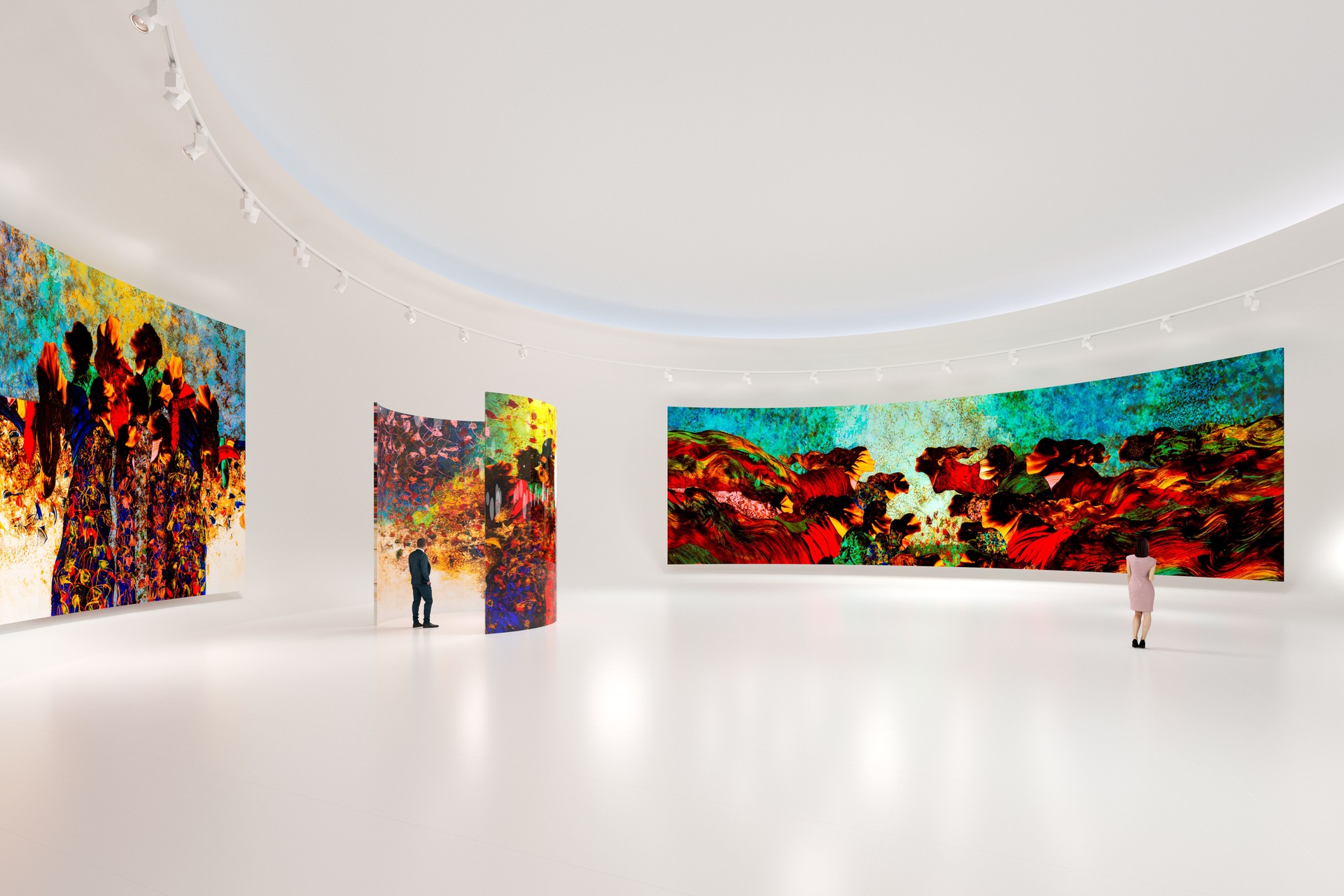 Modern fine art paintings in a art center